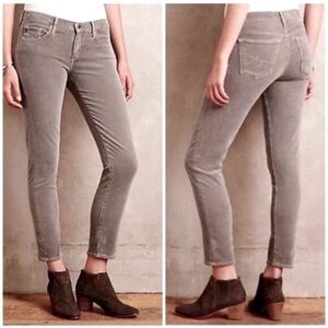 Anthropologie AG The Stevie Ankle Corduroy Jeans Size 25 R Grey Slim Straight